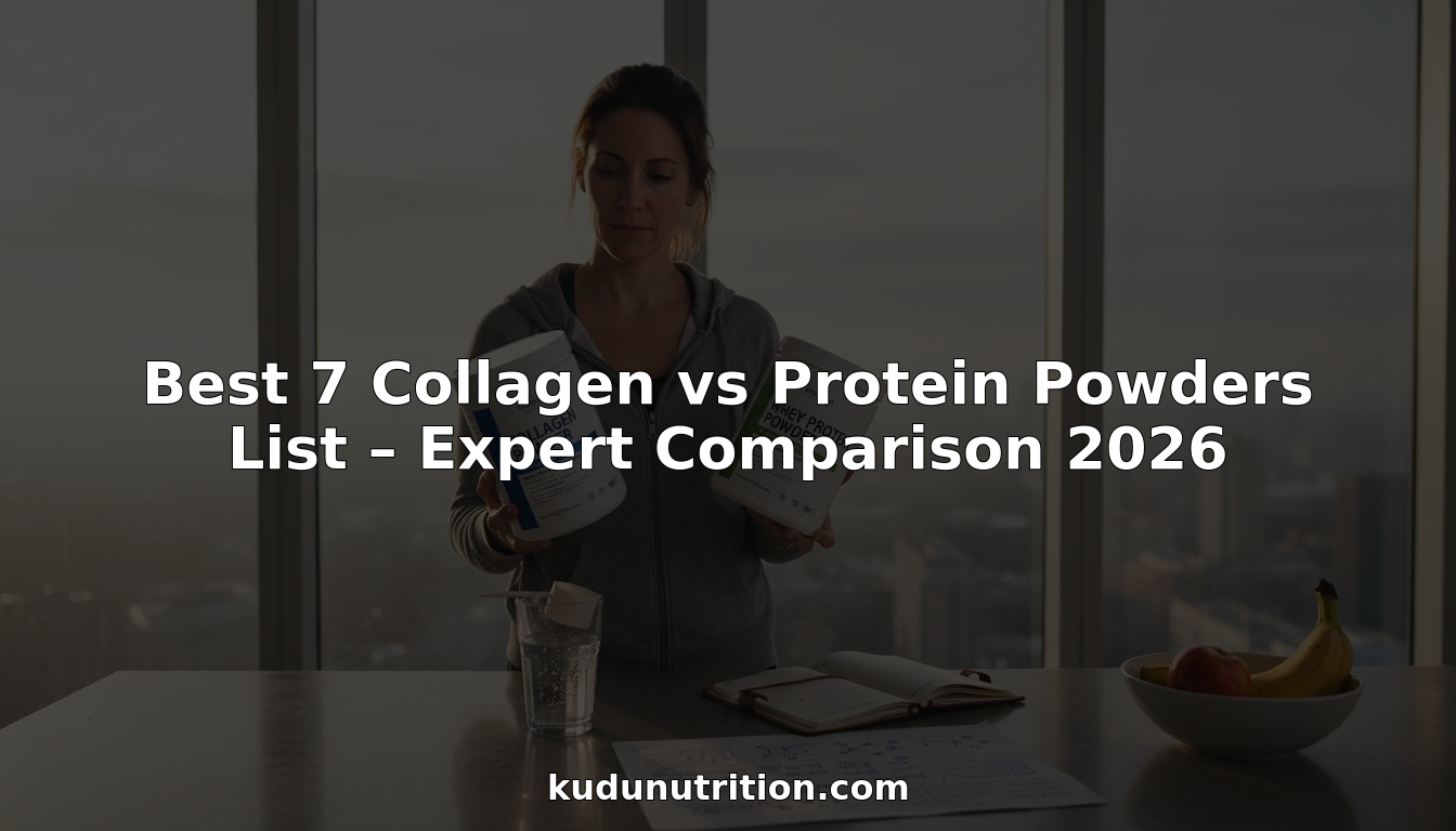 Nutritionist comparing collagen and protein powder tubs