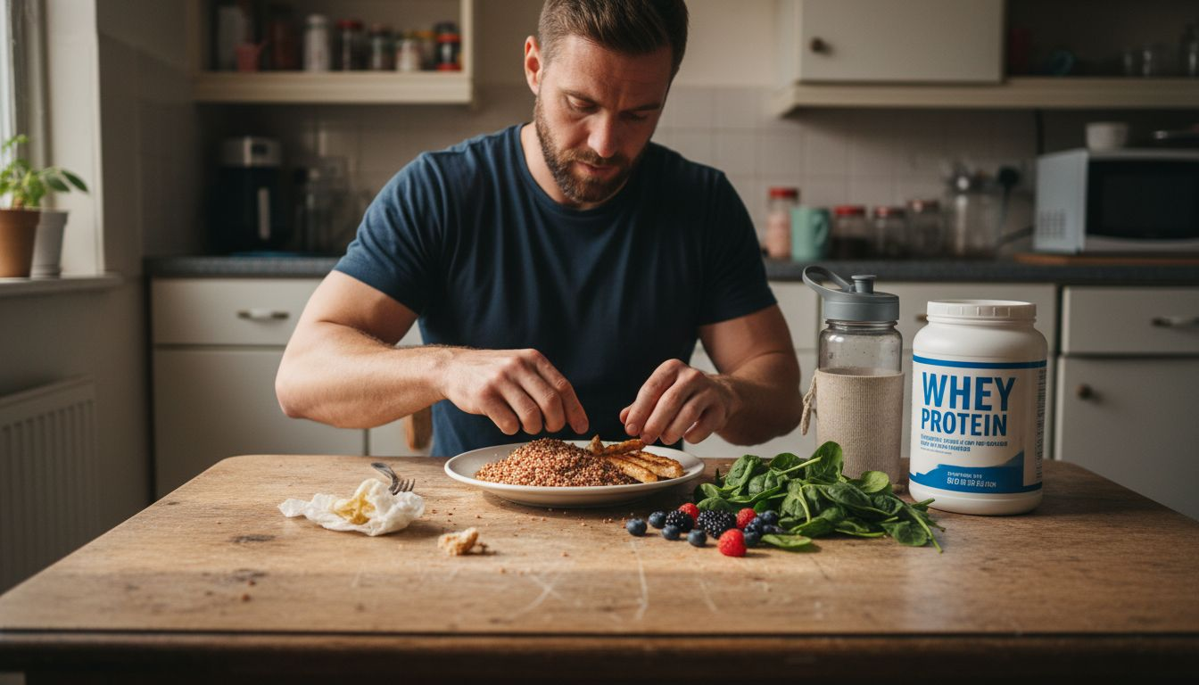 Athlete preparing nutritious recovery meal