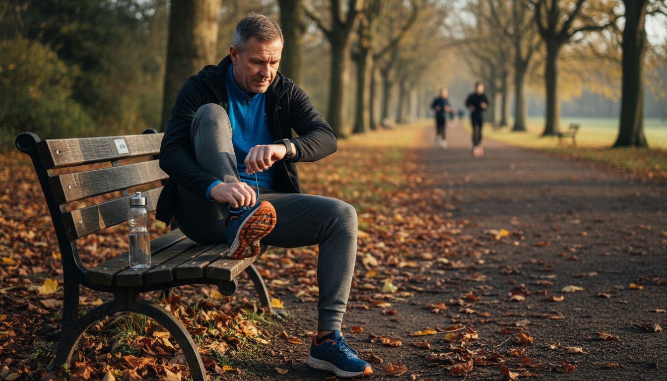 Man preparing for joint-friendly exercise outdoors