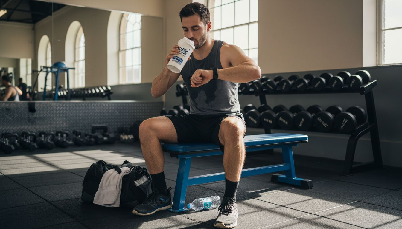 Athlete taking collagen supplement post workout