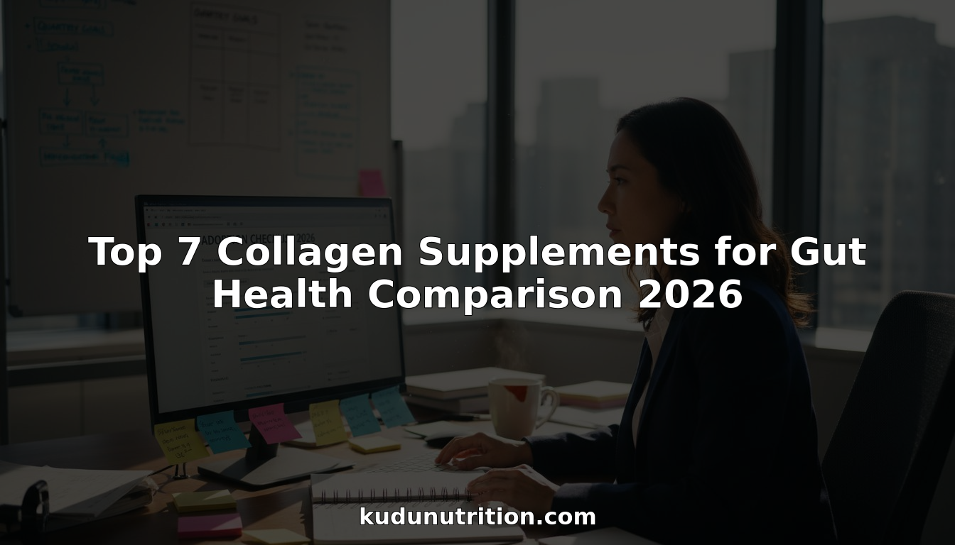 Nutritionist comparing seven collagen supplements at table