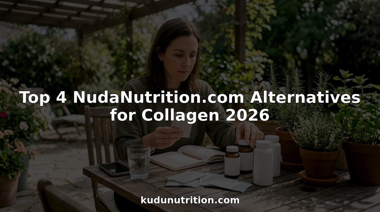 Woman choosing collagen supplements at kitchen table