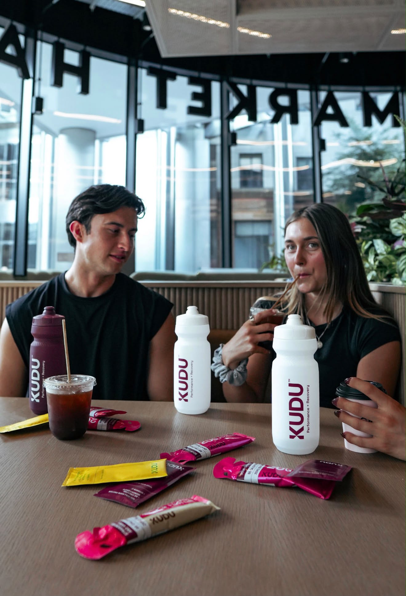 KUDU bovine liquid collagen sachets on a kitchen table