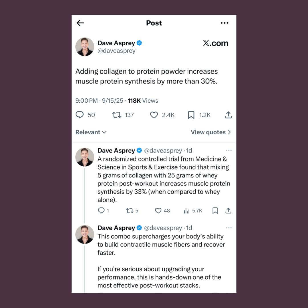 Increase muscle protein synthesis by 30% with collagen