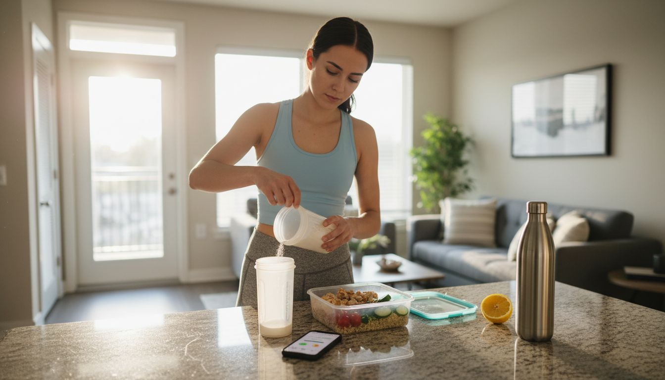 Woman preparing high protein healthy meal