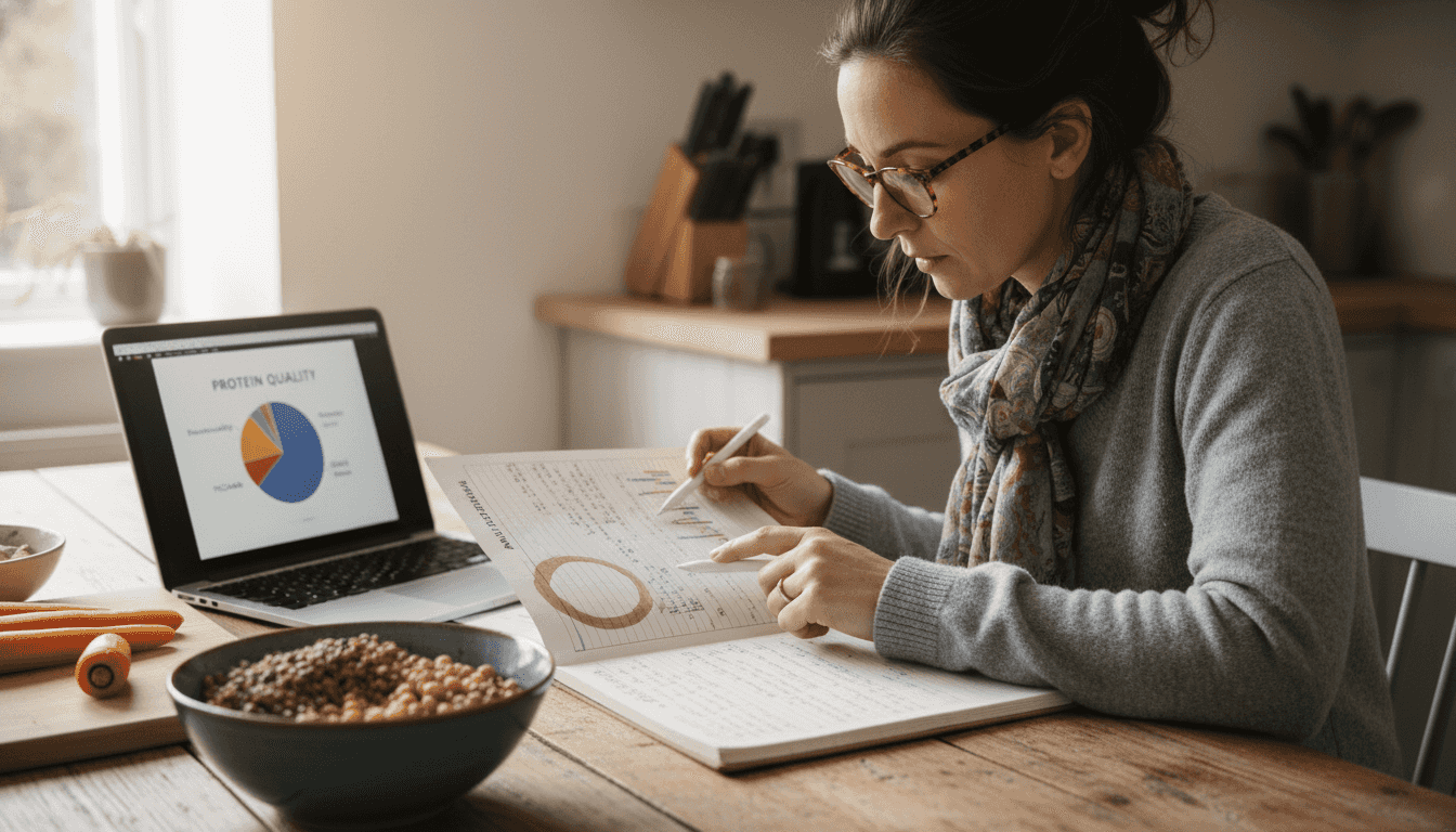 Nutritionist studies amino acid profile chart