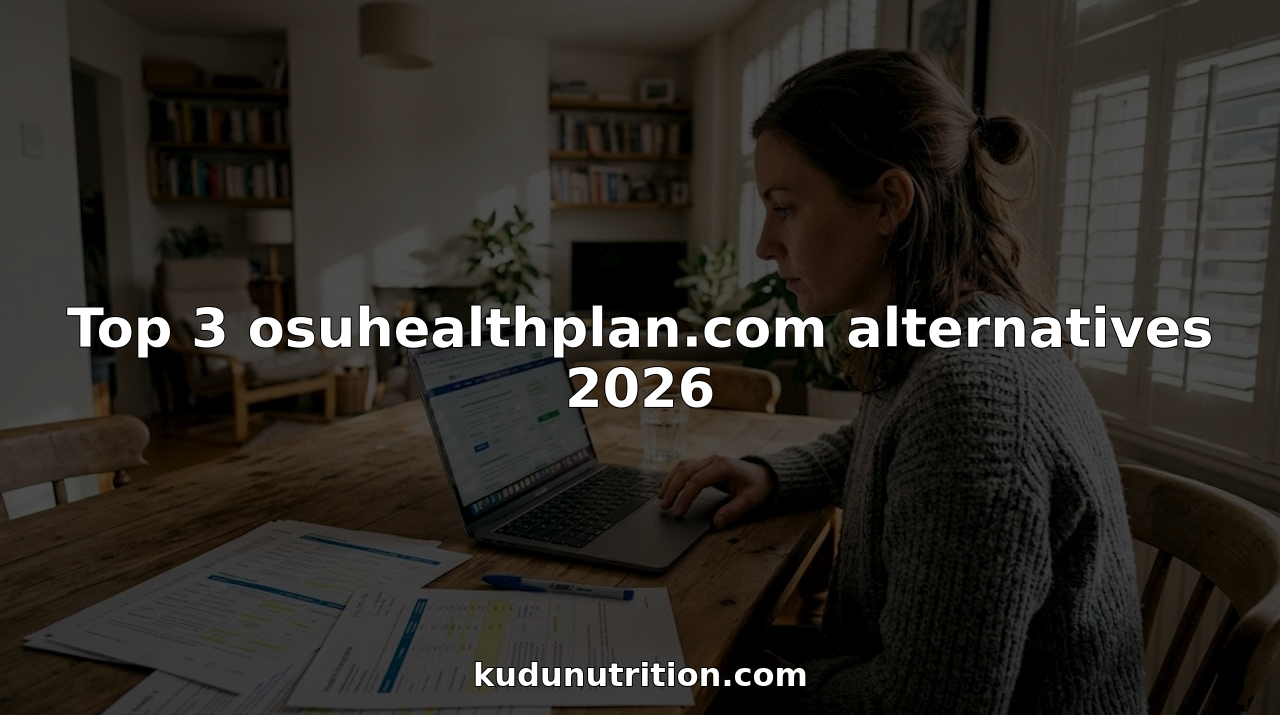 Woman comparing health plans on laptop at home table