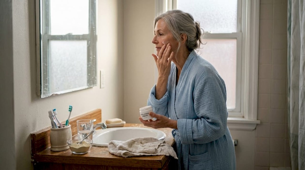 Woman in her fifties caring for her skin