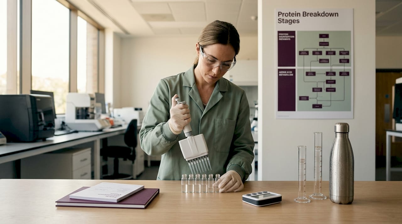 Lab technician preparing hydrolyzed protein samples