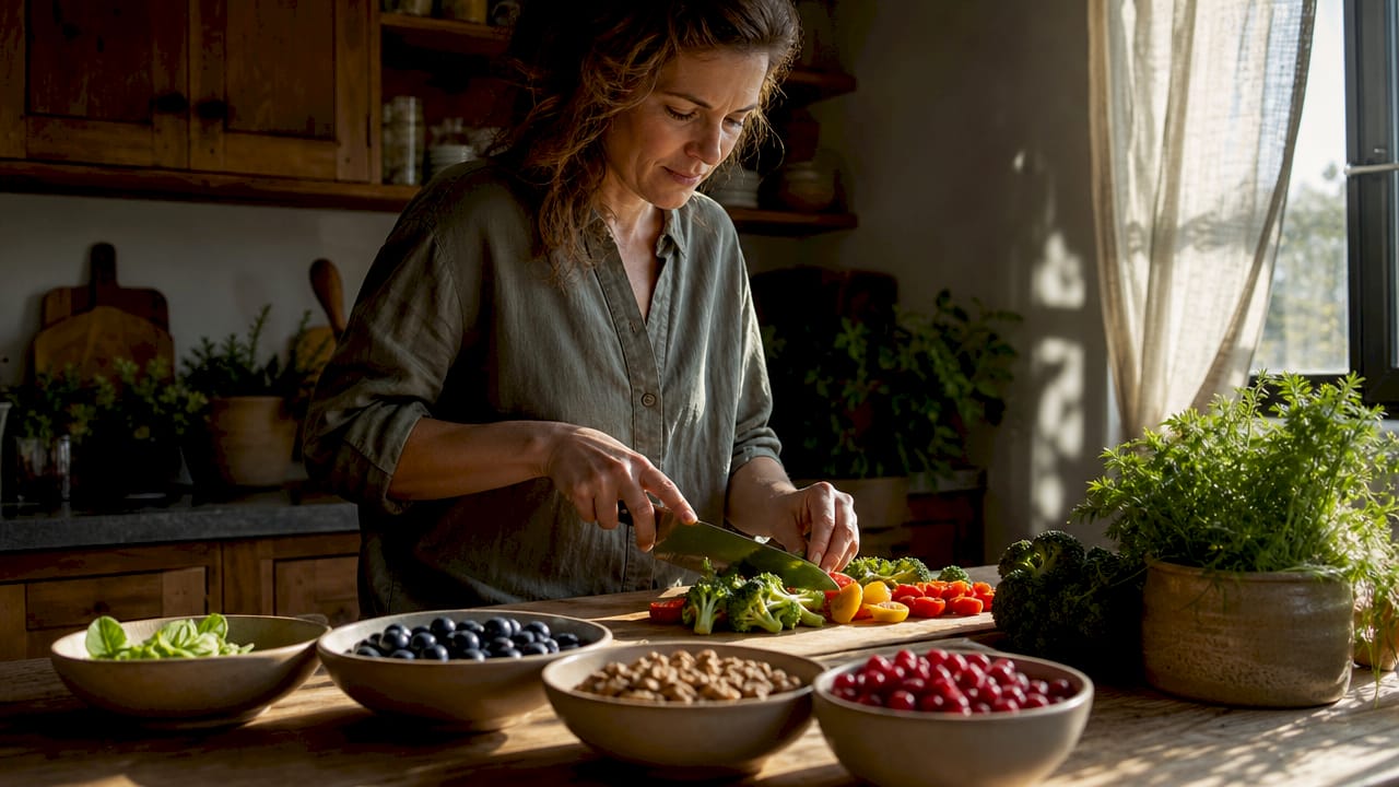 Woman preparing nutrient-rich joint health meal