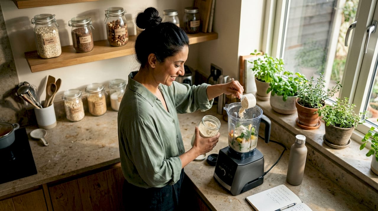 Professional preparing convenient nutrition shake