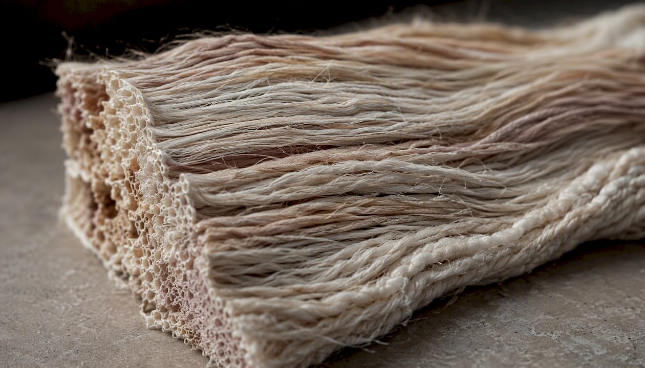 Close-up of collagen fibers model
