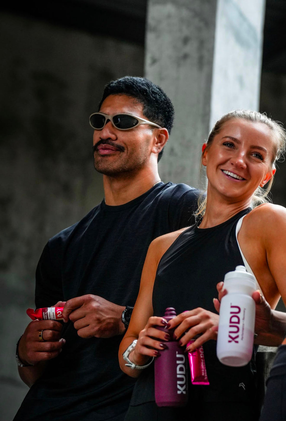 Training partners with KUDU bottles and sachets after a session