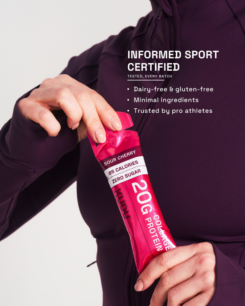 KUDU liquid collagen protein — Informed Sport certified, dairy-free, gluten-free, trusted by pro athletes