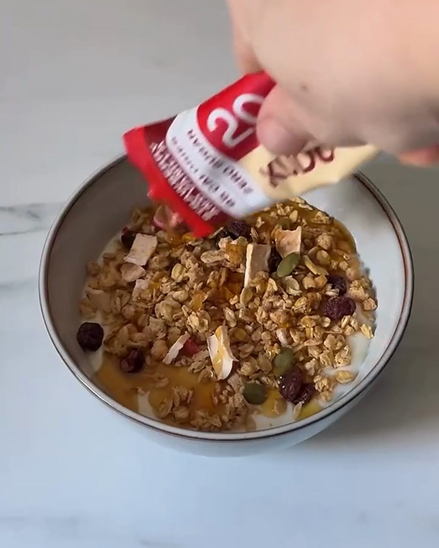 KUDU poured over a yoghurt and granola bowl