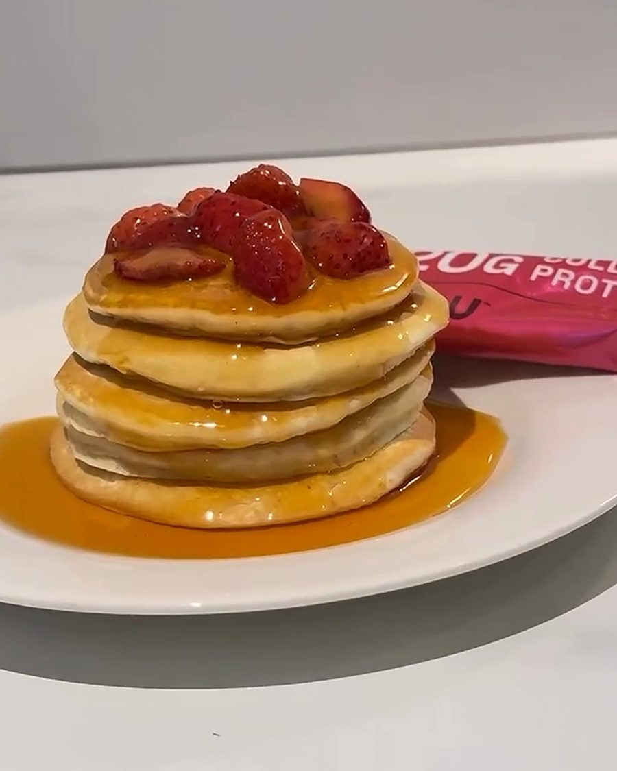 Pancakes with KUDU Sour Cherry poured over like syrup