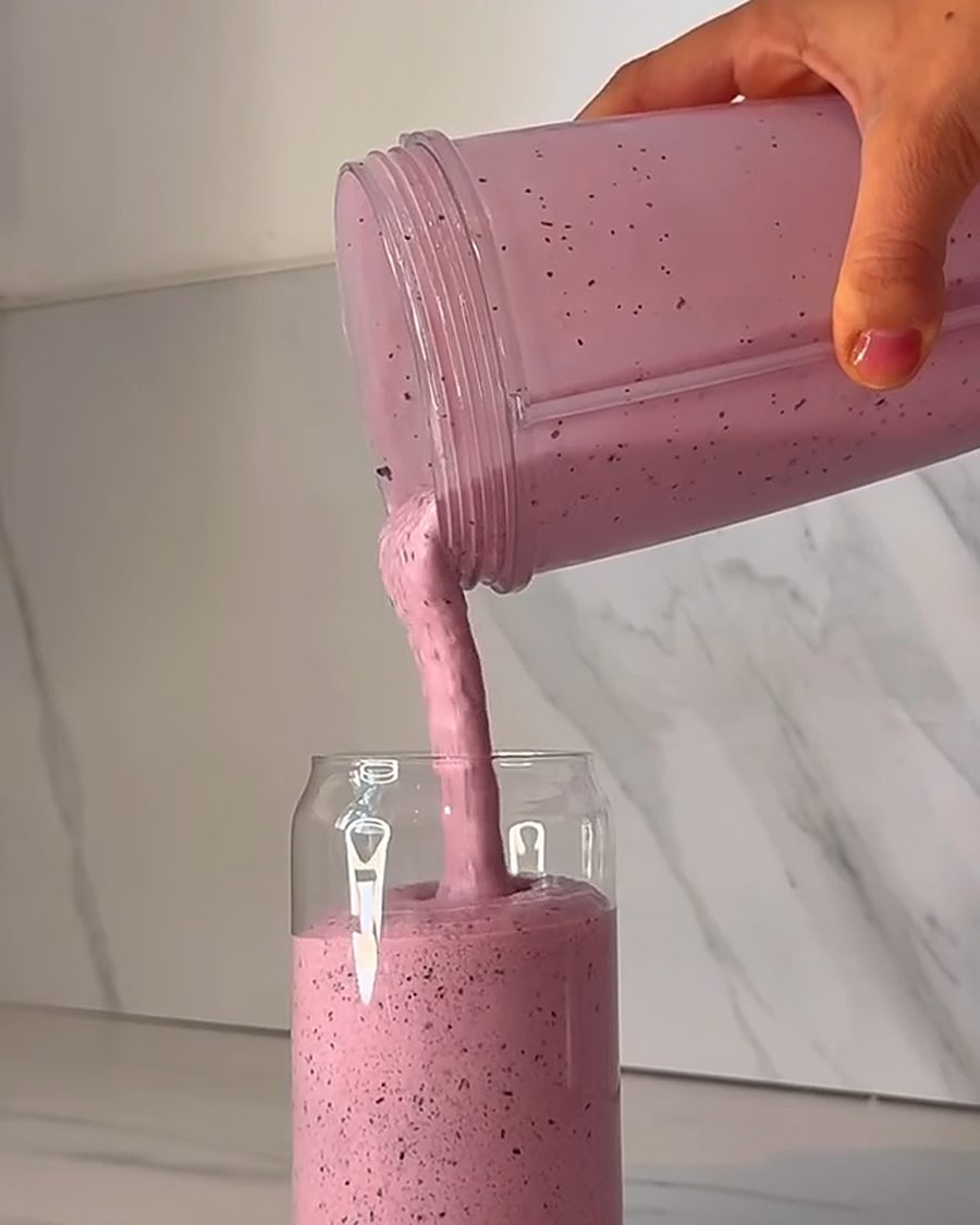 Blueberry smoothie made with a KUDU shot